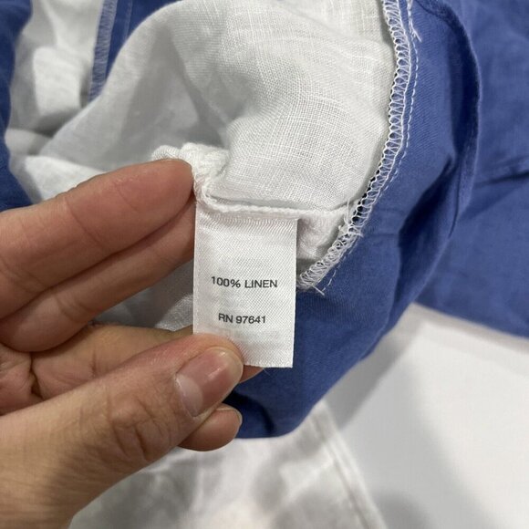 J. Jill Womens Love Linen Colorblock Tunic Top Size M Boatneck Lagenlook Boxy - Picture 6 of 7